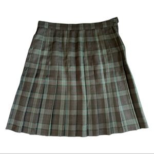 Vintage Dark Green and Blue Pleated Skirt